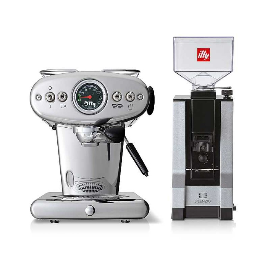 Koffiemachines illy | ESE Pod-koffiezetapparaat en gemalen koffiemachinebundel - X1-jubileum met koffiemolen